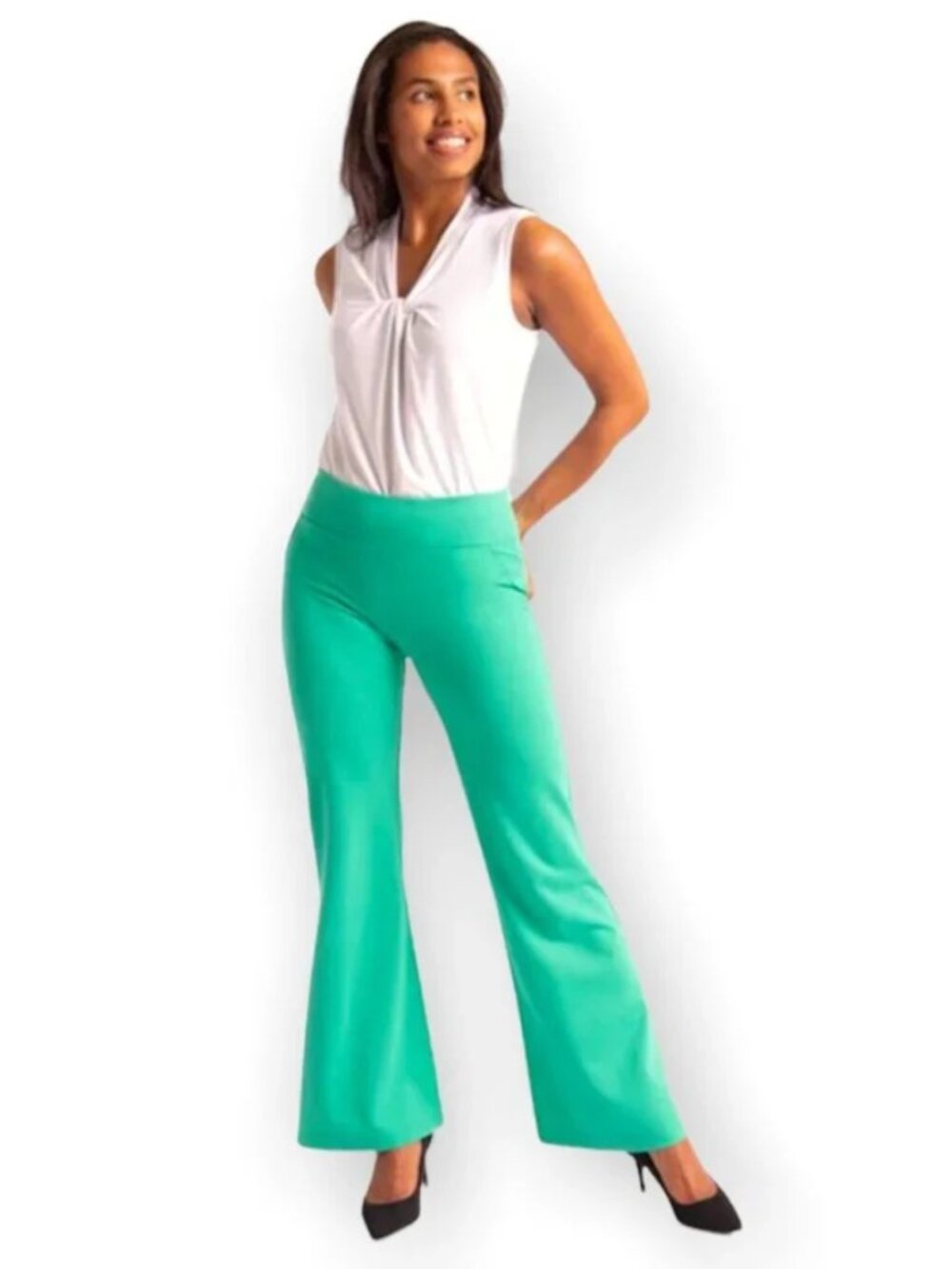 New Betabrand Spearmint Wide Leg Pocketed Dress Pant Yoga Pants Large